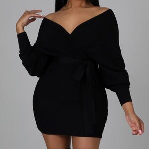 Black Off Shoulder Mini Dress